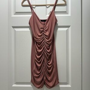 Missguided Pink Metallic Ruched Dress
Size US 6